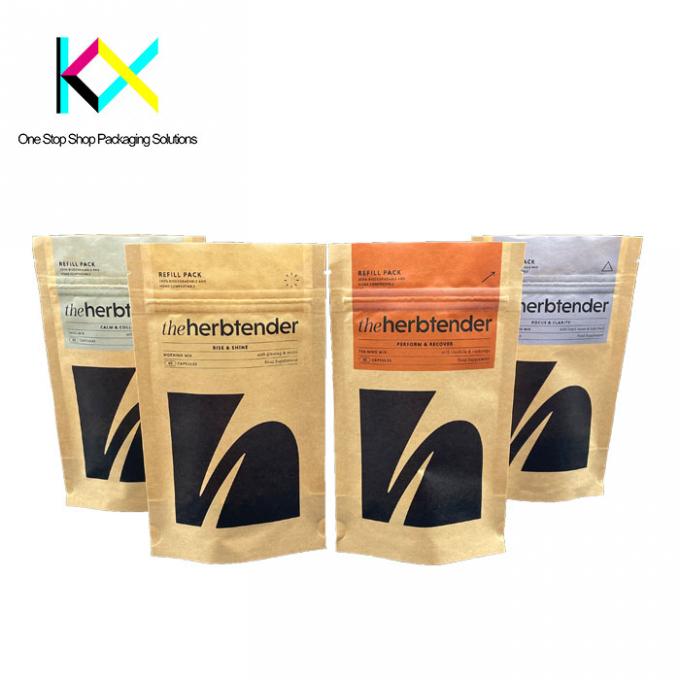 Recyclable Compostable Kraft Pouches Snack Packaging Bags EU Certified 1