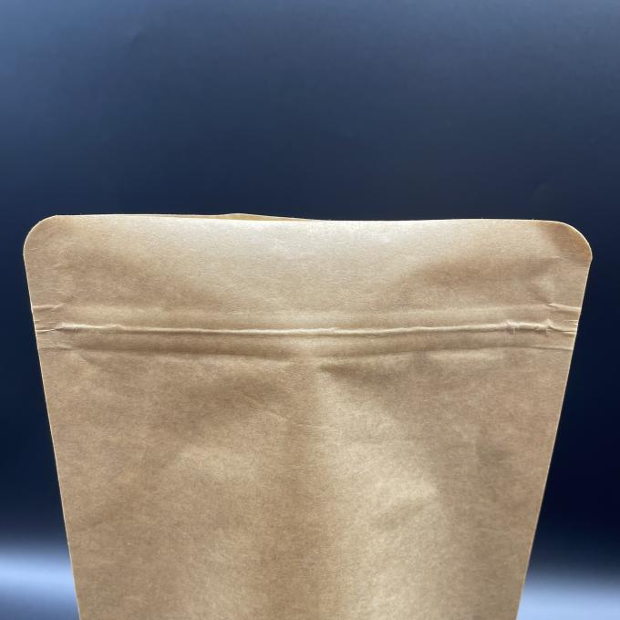 Blank Brown Biodegradable Kraft Stand Up Pouch With Ziplock 140um Thickness 1