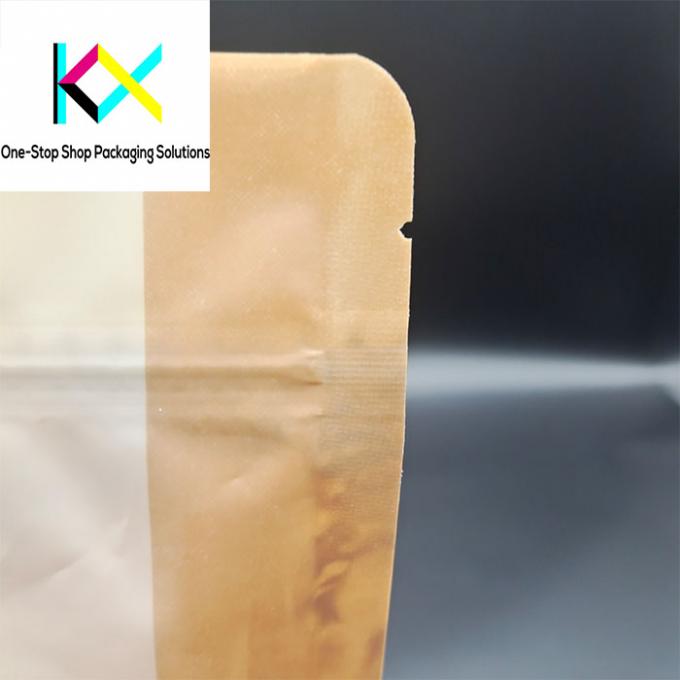 Custom Printing Kraft Stand Up Bag Dengan Ziplock Kraft Paper Kantong Kopi 130-140um 2