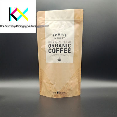 Stampa personalizzata Kraft Stand Up Bag con Ziplock Kraft Paper Coffee Bags 130-140um
